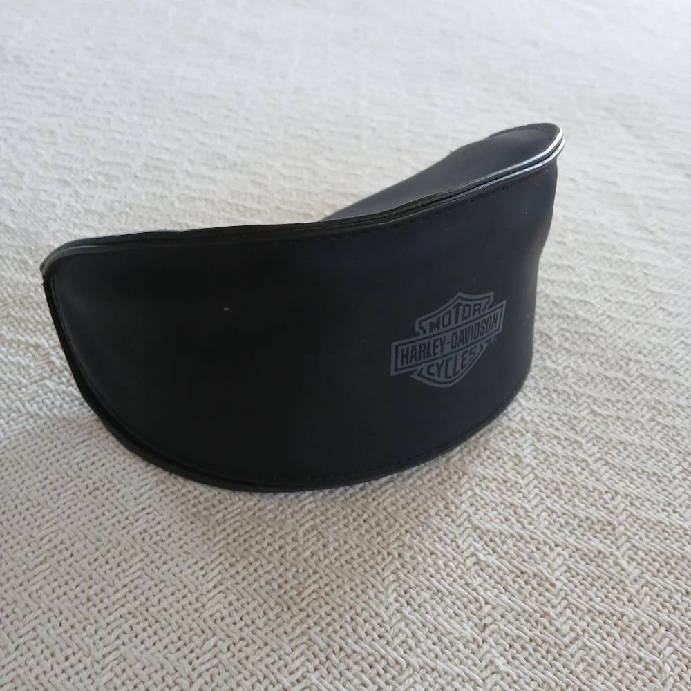 harley davidson ♡ sunglasses case & lens cloth biker americana moto faux leather